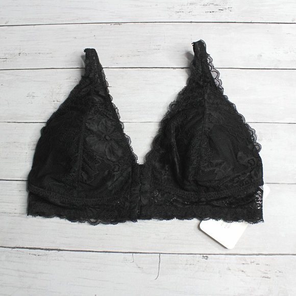 Rene Rofe Women's Black Lace Bra Size S Padded Wire Free Front Hook - Picture 2 of 8